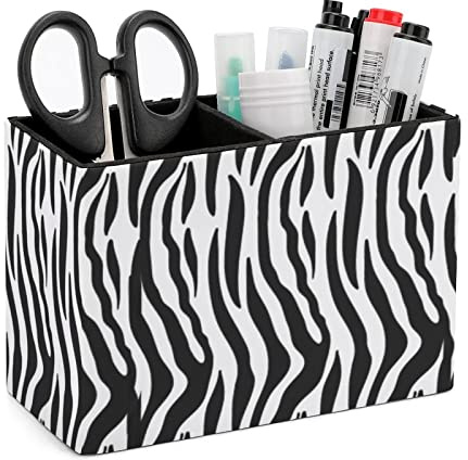 Niapessel Stiftehalter für den Schreibtisch, schwarz-weißes Zebra-Stifthalter, Aufbewahrung, Schreibtisch, Stift-Organizer, Bleistift-Organizer, Make-up-Pinselhalter für Büro, Schule, Uni, Leder