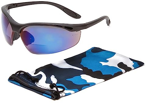 Calabria Rhino R91348 Anti Fog Bifocal Reading Safety Glasses Readers Wrap Around Eye Protection Eyewear w/Camouflage Pouch