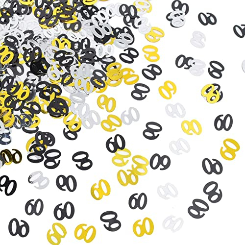 Konfetti Tischdeko 60 Geburtstag Frau Mann Deko, Schwarz Gold Streudeko 60. Geburtstag Deko,Tischdeko 60 Geburtstage Frau,Confetti Deko 60 Geburtstags Mann,Tischdeko Geschenke 60 Geburtstage Frau