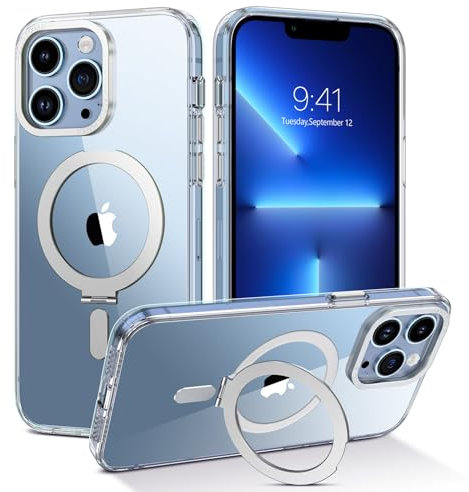 DUEDUE for iPhone 13 Pro Magnetic Case with Invisible Stand [Compatible with Magsafe], Full Body Protective Cover Slim Shockproof Kickstand Phone Case for Apple iPhone 13 Pro 6.1, Clear