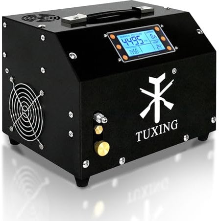TUXING PCP Luftkompressor 4500Psi, LCD Display, Auto-Stop Hochdruckkompressor, Ausgestattet mit Wasserkühlung, Tauchflasche Pcp Luftgewehre Aufladen 220V (TXET063)