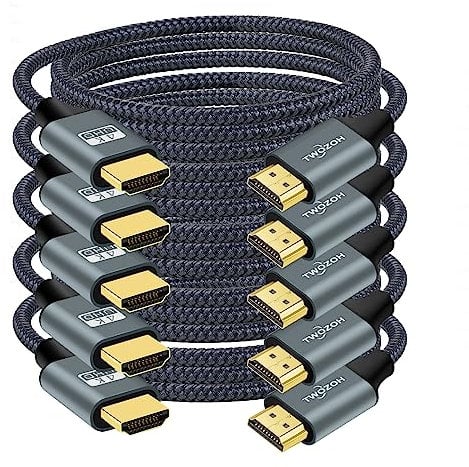 Twozoh Cable HDMI 4K de 1 m, paquete de 5 unidades, nailon trenzado de alta velocidad HDMI a HDMI, compatible con PC de 18 Gbps, proyector, HDTV, Xbox