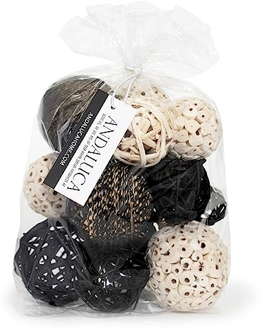 ANDALUCA Decorative Balls Bag Bowl Filler Home Decor (Black & White)