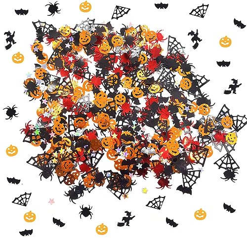 smartelf 800 Stück Halloween Konfetti Tischdeko, Halloween Confetti, Streudeko Halloween Party Tisch Deko, Horror Halloween Dekoration,Happy Halloween Tischdeko Schwarz, Kürbis Confetti