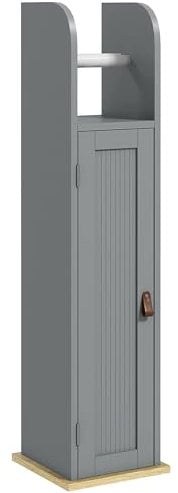 kleankin Meuble de Salle de Bain Support Papier Toilette avec Placard et étagères réglables 20 x 20 x 80 cm Gris