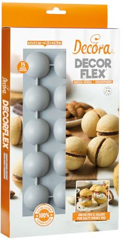 Decora 9260431 Stampo in Silicone Platinum flessibile, Made in Italy, di alta qualità, da 15 cavità, per una Mezza Sfera da Ø 40 X 20 H Mm, per preparazioni dolci e salate sia da forno che da frigo.