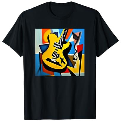 Gitarren-Silhouette, buntes Musikinstrument, Gitarrenliebhaber T-Shirt