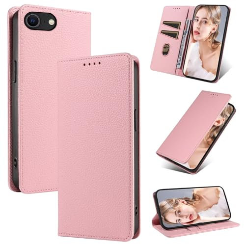 GoodcAcy for iPhone 7 Plus/8 Plus Case Leather Wallet Book Flip Folio Stand View Cover Magnetic Closure with Card Slots Compatible for iPhone 7 Plus/8 Plus Phone (Pink)