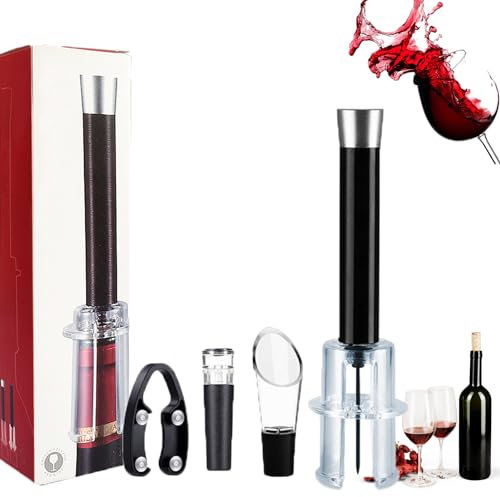 Wino On The Go Wine Opening Set, Wino On The Go Wine Opener, Air Pressure Pump Bottle Opener Set - Vacuum Wine Stoppers for Wine Bottles, Simple Cork Remover (Black)