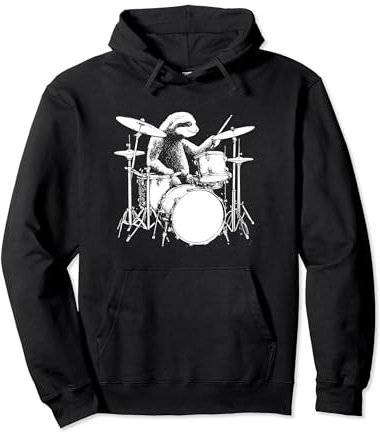 Faultier spielt Trommeln Lustiges Trommeln Tier Schlagzeuger Pullover Hoodie