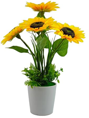 Tecnokit Piante Finte Interno, Piante Artificiali da Esterno realistiche, con vaso incluso, pianta finta, materiale plastico realistico al tatto, adatto per tutti gli ambienti (GIRASOLE 40 CM)