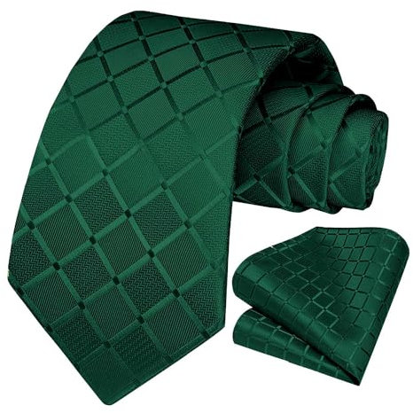 OcioDual Krawatte Dunkelgrün Krawatte Herren, Krawatten für Herren mit Einstecktuch, Tie, Elegant Set für Feiern, Events, Krawatten Damen, Hochzeitskrawatten, Geschäftsleute, Gravatas Hommes