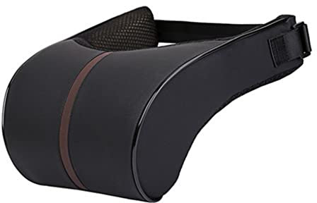 ANKYSON Samnuerly 2 Stück verstellbare Memory-Baumwoll-Leder-Auto-Kopfstütze, Nackenschutz, Stützkissen, Auto-Sicherheitszubehör (Farbe: Schwarz) (Schwarz)