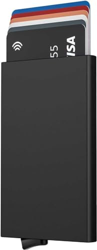 Stock Líder - Cartes en aluminium, porte-cartes métallique RFID 5 couleurs, porte-cartes de crédit, portefeuille aluminium, cadeaux originaux pour homme, portefeuille porte-cartes en aluminium, Noir ,