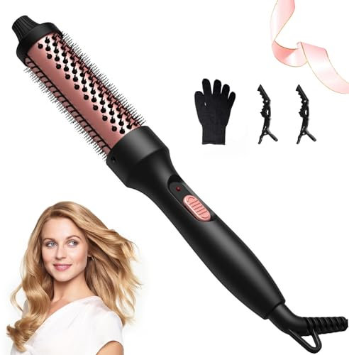 Bizcasa 3 In 1 Thermal Brush,32MM Warmluftbürste Salon One Step Haartrockner und Volumiser Heißluftbürste,Ionen Haartrockner Haarschäden Volumiser Lockenbürste Rundbürste,Doppelspannung,Kein Föhn