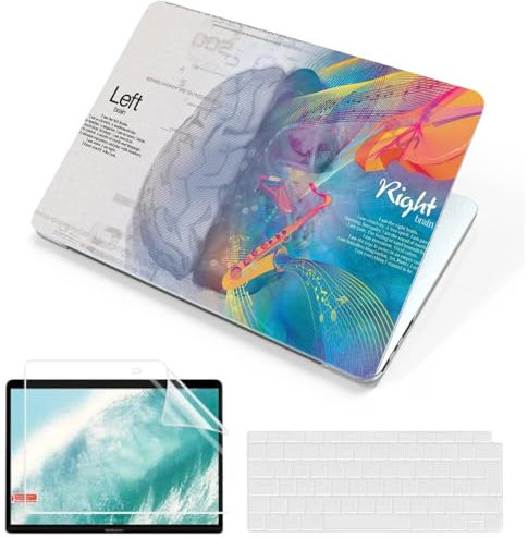 MUSHUI 4 in 1 Hülle für MacBook Pro 14 Zoll 2024 2023 2022 2021 M4 M3 M2 M1 Pro Max A3112 A3185 A3401 A2918 A2992 A2779 A2442, Kratzfeste Hart Schutzhülle & Tastaturschutz, Kreatives Gehirn-14