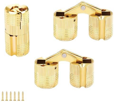 Qrity 3 Stück Verdeckte Kupfer Scharnier, Barrel Scharnier Unsichtbar, 10 mm Verdecktes Scharnier, 180 ° Öffnungswinkel, für Geschenkboxen Schmuckschatulle