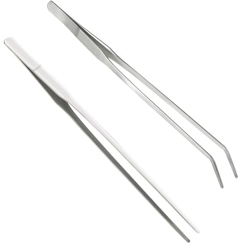 Pinzas Precision,2piezas Acero Inoxidable Pinzas Puntas Dentadas Precisión | 27 cm Pinzas Largas, Pinzas de Cocina, para el Paisajismo, La Jardinería, La Cocina, el Trabajo Industrial