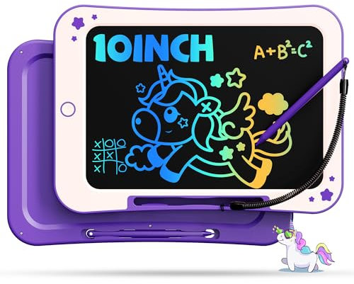 TEKFUN Tablette Dessin Enfant Jouets Enfant, 10 Pouces Ardoise Magique, 3 4 5 6 7 Ans Garçon Fille,Tablette d'écriture LCD, éducatifs Jouet Cadeaux d'anniversaire de Noël pour Enfants (Violet)