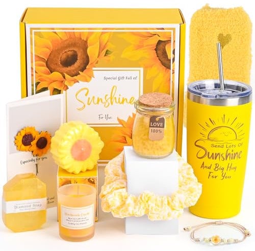 Lustige Geschenke für Frauen, Euakee Entspannung Geschenk für Frauen, Personalisierte Geschenke für Frauens Geburtstag, Spa Beauty Badeset Geschenkset für Frauens, sie, Freundin, Mama (Sonnenblume)