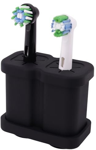 2er Aufsteckbürsten Halter und Zahnbürstenhalter, Schwarz Zahnbürstenköpfe Halter mit Saugnapf, von iO, Sonicare, Waterpik, Fairywill, Aus lebensmittelechtem Silikon