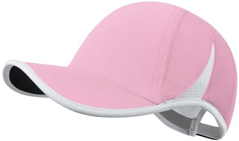 GADIEMKENSD Performance Running Hat for Men Women Stretchy Dri Fit Baseball Cap with Breathable Vented Mesh Cooling Golf Dad Hat for Hiking Tennis Workout Gym Outdoor Sports, Pink