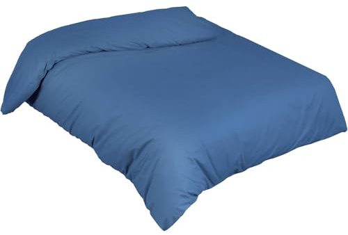 Kisska Bettbezug Bettwäsche Luna Bettdeckenbezug 100% Baumwolle Bettdecke mit Reißverschluss Uni einfarbig Blau 155x220cm