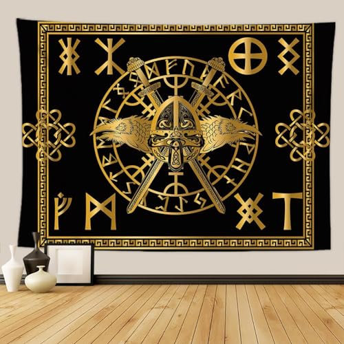 Generisch Wandteppich Wandtuch 150x150 cm Wikinger-Bilderdrucke Wand Deko Home Decoration Wandhängend Weiches Polyester Für Schlafzimmer Wohnzimmer Schlafsaal