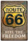 SUPERDANT Blechschild Route 66 Metallschild Goldene Retro Blechschilder Plakette Goldene Metallschilder Für Schlafzimmer Wohnzimmer Männerhöhle Altmodische Wanddekor 30x20cm