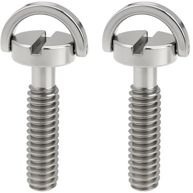 Create idea 2Pcs 1/4-20 UNC Tripod Screw Stainless Steel Camera Fixing Screws with D-Ring Compatible with Manfrotto Compatible with Arca Swiss 30x16.5mm