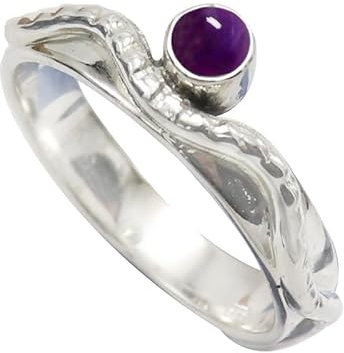 SILVERTROVE Cabochon Amethyst Edelstein 925 Sterling silber Band Ring Herren und Damen Schmuck CRG-1076BW14_(60 (19.1))
