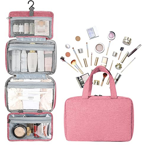 Trousse de toilette de voyage à suspendre pour homme et femme - Grande trousse de toilette étanche - Organiseur pliable et compact - Trousse de toilette portable - Essentiels de voyage pour voyage