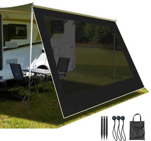 Wohnmobil-Markise, Sonnenschutz, 3,5 m x 2,4 m, robustes 600D-PVC-Netz, Campinganhänger-Markise, Sonnenschutz für UV-Schutz und Privatsphäre