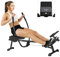 SPORTNOW Hydraulisches Rudergerät mit 12 Widerstandsstufen Hometrainer Rudergerät Krafttraining mit LCD-Bildschirm und rutschfesten Pedalen, maximale Belastbarkeit 130KG, Cardio-Training für zu Hause,