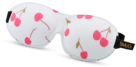 SMUG 100% Blackout Sleep & Eye Mask | Eyelash Extension Friendly | Eye Masks for Sleeping | Sleep Masks for Women & Men | Straps for Dream Comfort & Adjustability | Blue Cherries