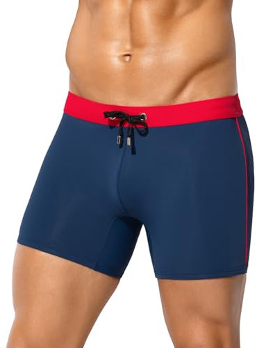 Mauro Kane Maillot de Bain Homme Boxer avec Cordon de Serrage Réglable Short de Bain Caleçon Swimming Trunks Piscine