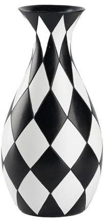 Pots De Fleurs À Noir Et Blanc- 9x9x17,5 Cm Pot À Portable pour Décoration De La Maison | Résine Modern Black White Checker Vase | Décoration Esthétique pour Matrim