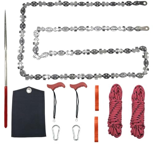Sega a catena a corda - Motosega a corda a mano ad alta portata | Sega a corda a 68 denti per arti degli alberi, Catena da taglio con manico da 55 , Strumento di sopravvivenza leggero per campeggio e