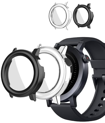 toergy 2pack, Hülle Kompatibel mit CMF watch pro 3 - Integriertes Design für ultimativen Smartwatch-Schutz,PC + Bildschirm gehärteter Film,Kratzschutz,Transparent,Schwarz