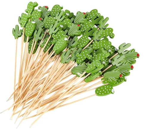 200 Cactus-Shaped Cake Sticks, Cute Cartoon Shapes, Dessert Decoration Sticks, Suitable for Baking Snacks.