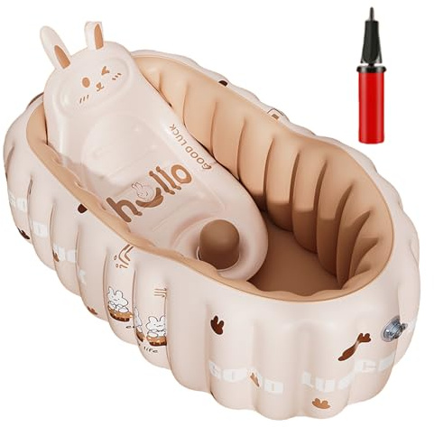 Jiimhte Vasca Gonfiabile Baby - Vasca Da Bagno Portatile Con Disegni Animati - Pieghevole Con Seggiolino Antiscivolo Piscina Per Bagno Casa Viaggio Campeggio Spiaggia