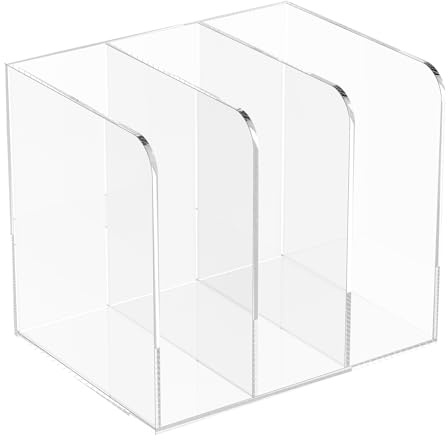 AULSAM Zeitschriftenhalter Acryl,Schallplattenständer,Stehsammler A4,Book Shelf mit 3 Fächern,Stehsammler,Vertikale Transparenz Zeitungshalter,für Zuhause,Büro und Schule(transparent)