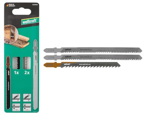 wolfcraft 2359000 - Lame de scie sauteuse « Construction de meubles » 3 pcs - Pour les coupes droites et courbes dans le bois revêtu, coupe fine, Mirror-Cut