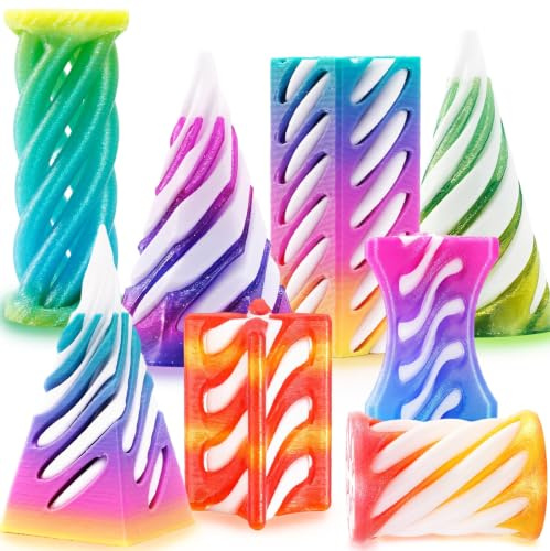 Chennyfun 8 Piece Spiral Cone Fidget Toy,Impossible Cone,Pyramid Fidget Toy | 3D Printed Decompression Mini Spiral Cone Toys, Desk Toys for Stress for Home Office Desk Decor Souvenir Gift