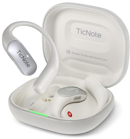 Mobvoi TicNote Pods KI Sprachrekorder, 600 Min Transkription, 4G kein Handy | Leading AI LLM, Meeting-Summary, 32GB, bis 25 Std., 120+ Sprachen, Meetings Interviews Anrufe, Open-Ear, kein Smartphone