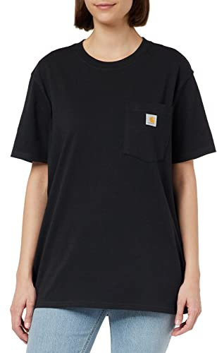 Carhartt Damen Lockere Passform, Schweres Kurzarm Taschen Arbeits-T-Shirt, Schwarz, XXL
