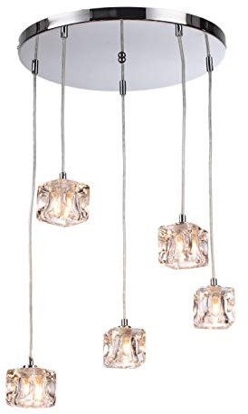 Modern 5 Light Ice Cube Spiral Cluster Ceiling Pendant Light / Lighting - LED Compatible