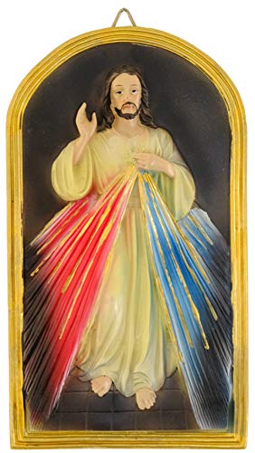 Kaltner Präsente Geschenkidee - Heiligenfigur Wandbild/Barmherziger Christus Jesus/Bild der Barmherzigkeit Gottes (20 x 11 cm)