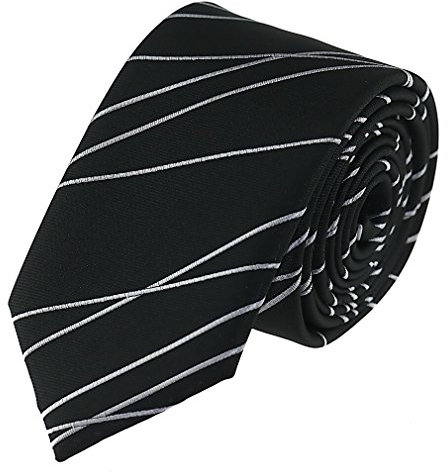 Louis Binder de Luxe Krawatte Tie Schlips große Auswahl viele Farben 414 schwarz silber