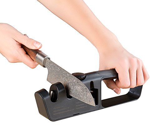 Rosenstein & Söhne Afiladores manuales - cuchillo moler: Afilador de cuchillos y tijeras de diamante, 2 etapas, Ángulo de rectificado ajustable (Afilador 2 fases, por japón, Afiladora)